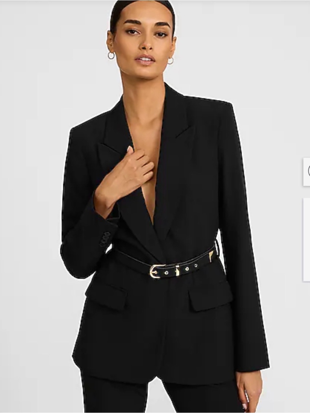 Express Black Belted Tailored Blazer Jacket - Women - Picture 1 of 3